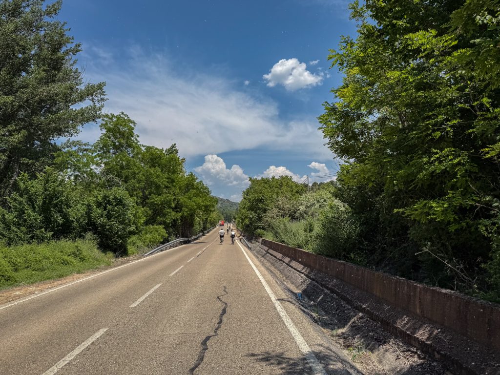 Open road with cyclists