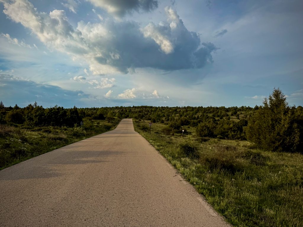 The open road as evening closes in